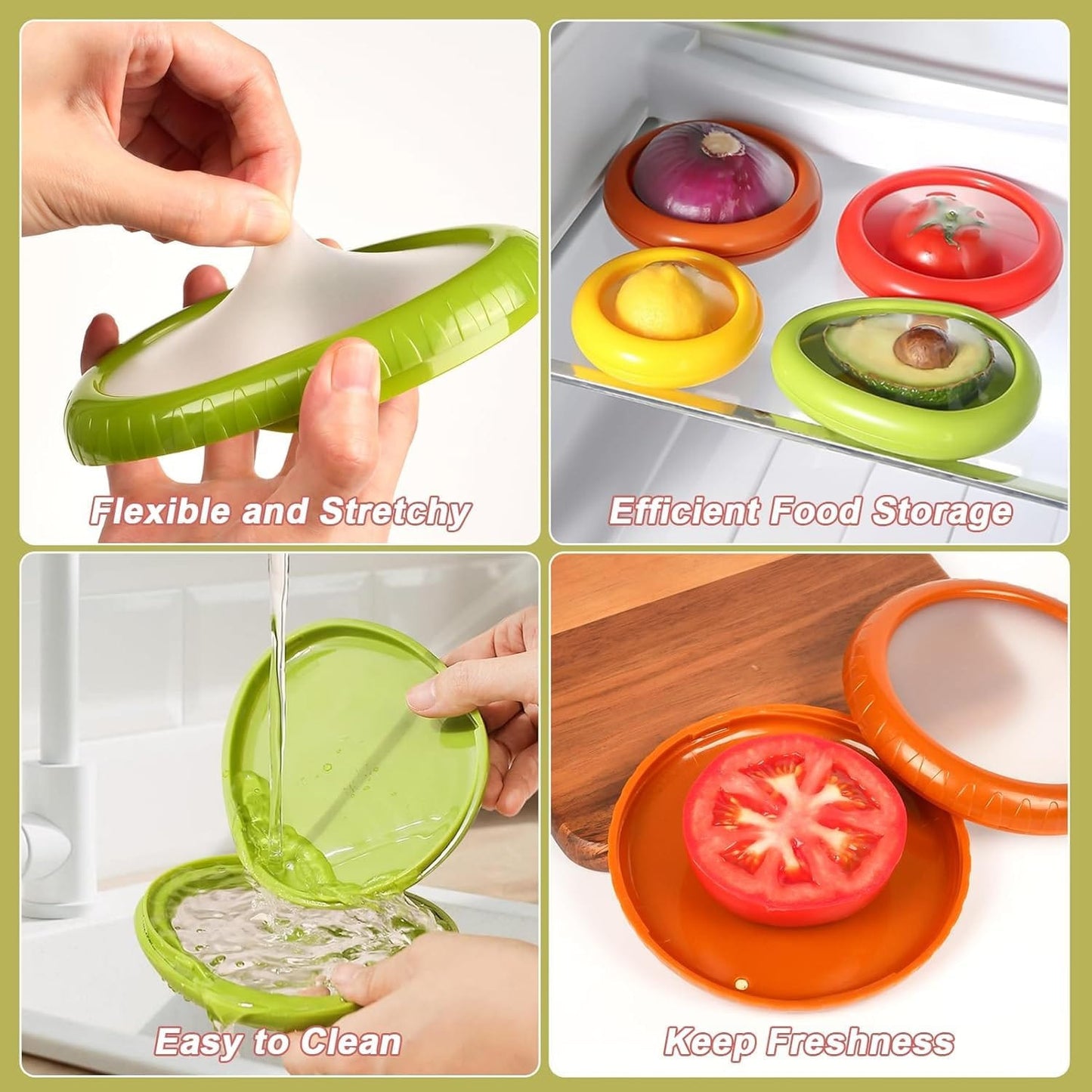 Silicone Fruit & Vegetable Storage Containers – Set of 4