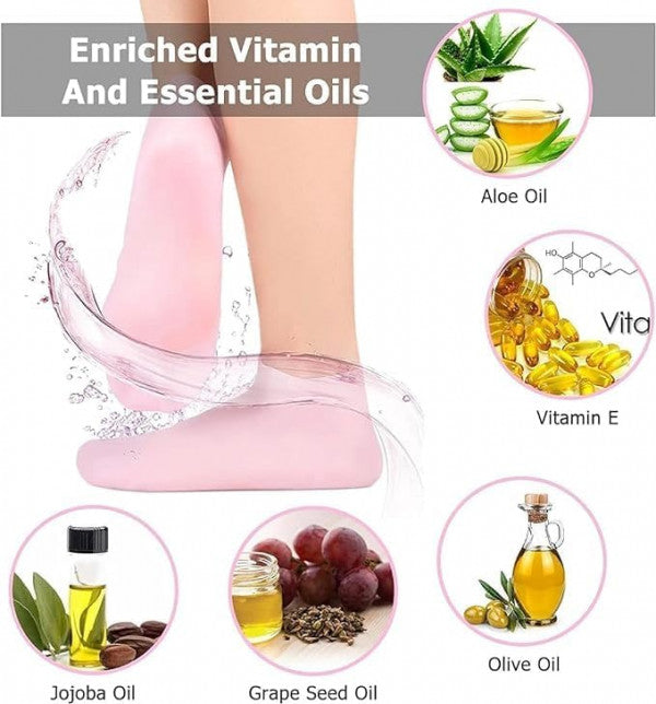 Silicone Moisturizing Gel Socks – Reusable Spa Foot Care