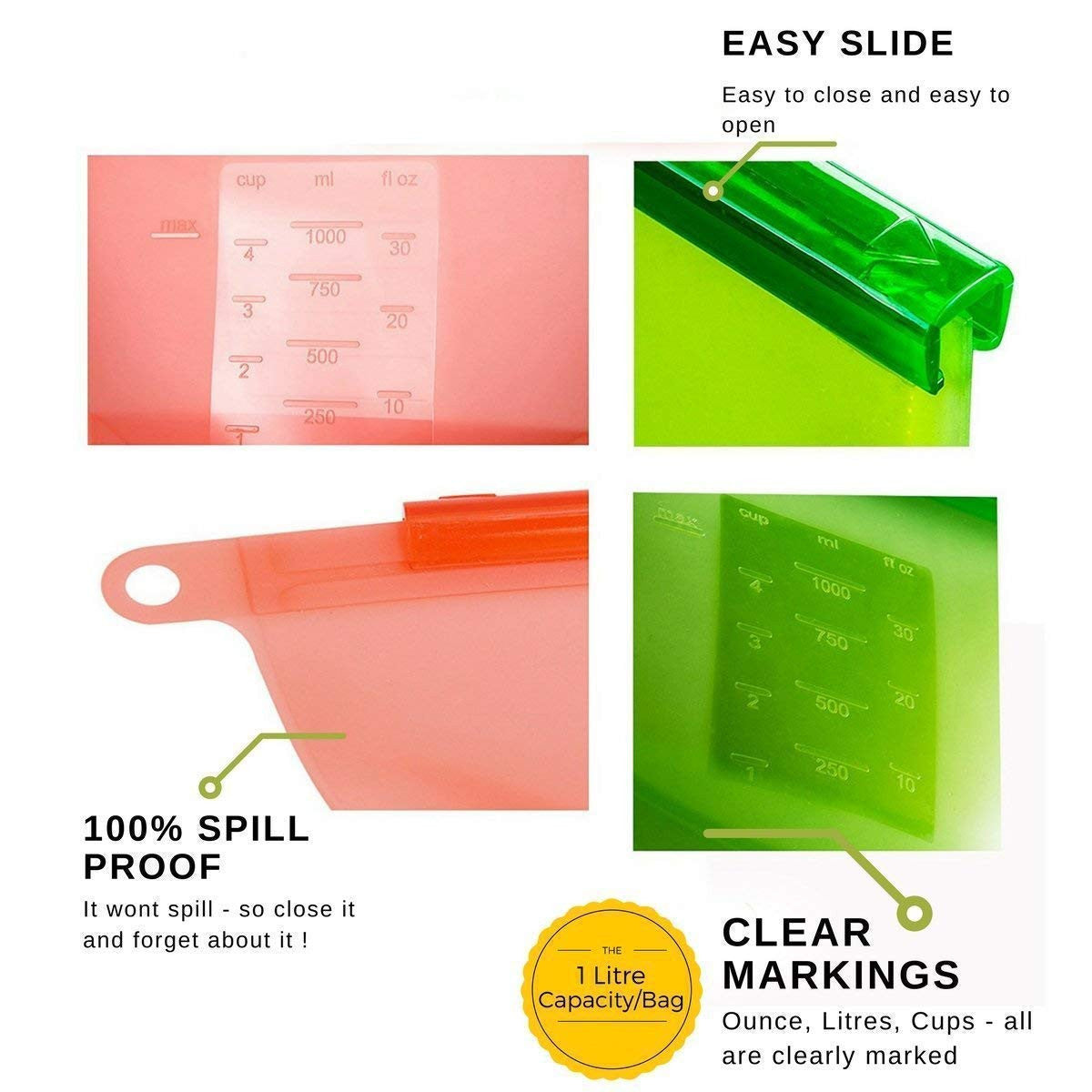1000 ML Silicone Food Storage Bag